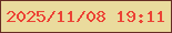 文字の大きさ：3、枠の色：672d25、背景の色：eadb9d、文字の色：ec4235 無料ブログパーツのブログ時計