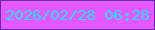 文字の大きさ：3、枠の色：672da5、背景の色：e558fe、文字の色：28dfee 無料ブログパーツのブログ時計