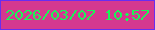 文字の大きさ：1、枠の色：672df1、背景の色：d4388f、文字の色：19f657 無料ブログパーツのブログ時計