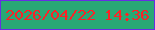 文字の大きさ：5、枠の色：672ee3、背景の色：29a875、文字の色：fb2227 無料ブログパーツのブログ時計