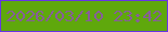 文字の大きさ：3、枠の色：6735e5、背景の色：5fa80c、文字の色：875d9a 無料ブログパーツのブログ時計