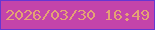 文字の大きさ：3、枠の色：6736d2、背景の色：c444aa、文字の色：e4a274 無料ブログパーツのブログ時計