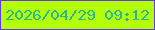 文字の大きさ：3、枠の色：6736e8、背景の色：b3ff07、文字の色：2bb597 無料ブログパーツのブログ時計
