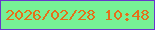 文字の大きさ：2、枠の色：6737cc、背景の色：77f095、文字の色：e56f19 無料ブログパーツのブログ時計