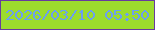 文字の大きさ：1、枠の色：673b9e、背景の色：9cdc2d、文字の色：6b9ff2 無料ブログパーツのブログ時計