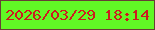 文字の大きさ：5、枠の色：673f35、背景の色：61f825、文字の色：cc1a1f 無料ブログパーツのブログ時計