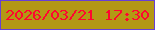 文字の大きさ：1、枠の色：6740d5、背景の色：b39815、文字の色：ff0630 無料ブログパーツのブログ時計