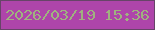文字の大きさ：2、枠の色：674468、背景の色：ae45aa、文字の色：9fb37f 無料ブログパーツのブログ時計