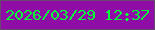 文字の大きさ：2、枠の色：67486e、背景の色：8f0ca7、文字の色：01fd38 無料ブログパーツのブログ時計