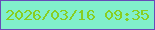 文字の大きさ：3、枠の色：674ab8、背景の色：81efcb、文字の色：88ce21 無料ブログパーツのブログ時計