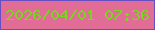 文字の大きさ：2、枠の色：674ec4、背景の色：e16d96、文字の色：79d61f 無料ブログパーツのブログ時計