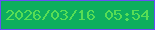 文字の大きさ：2、枠の色：674ef6、背景の色：0dae5e、文字の色：57dd55 無料ブログパーツのブログ時計