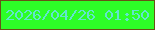 文字の大きさ：3、枠の色：675316、背景の色：2dfe27、文字の色：61e5ce 無料ブログパーツのブログ時計