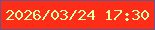 文字の大きさ：5、枠の色：67568d、背景の色：fe2d18、文字の色：ecfeaa 無料ブログパーツのブログ時計