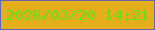 文字の大きさ：2、枠の色：6766b0、背景の色：e5ae1b、文字の色：60e11f 無料ブログパーツのブログ時計