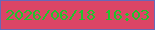 文字の大きさ：3、枠の色：6768b8、背景の色：db4566、文字の色：20c32c 無料ブログパーツのブログ時計