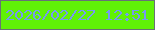 文字の大きさ：1、枠の色：677375、背景の色：60f206、文字の色：769af0 無料ブログパーツのブログ時計