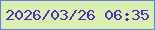 文字の大きさ：5、枠の色：677ae5、背景の色：d9f0af、文字の色：522cc5 無料ブログパーツのブログ時計