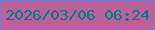 文字の大きさ：4、枠の色：677de3、背景の色：bb629b、文字の色：037a89 無料ブログパーツのブログ時計