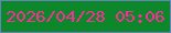 文字の大きさ：2、枠の色：6783be、背景の色：0c8729、文字の色：fc2c98 無料ブログパーツのブログ時計