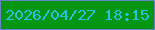 文字の大きさ：2、枠の色：6784c8、背景の色：069612、文字の色：25c1e0 無料ブログパーツのブログ時計