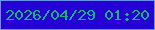 文字の大きさ：3、枠の色：6792f1、背景の色：2602d2、文字の色：1ab378 無料ブログパーツのブログ時計