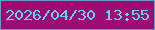 文字の大きさ：2、枠の色：6799c8、背景の色：9c0b72、文字の色：5cd5f6 無料ブログパーツのブログ時計