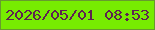文字の大きさ：1、枠の色：679b2e、背景の色：77ec01、文字の色：5e2350 無料ブログパーツのブログ時計