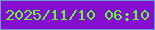文字の大きさ：3、枠の色：679ccc、背景の色：840dcf、文字の色：5ffc34 無料ブログパーツのブログ時計