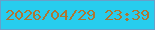 文字の大きさ：4、枠の色：67a0c9、背景の色：27cdee、文字の色：ad7632 無料ブログパーツのブログ時計
