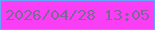 文字の大きさ：2、枠の色：67a2fc、背景の色：fa3ef6、文字の色：7f6698 無料ブログパーツのブログ時計