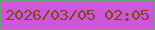 文字の大きさ：2、枠の色：67a577、背景の色：cf55d9、文字の色：724c1d 無料ブログパーツのブログ時計