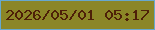 文字の大きさ：4、枠の色：67a8ce、背景の色：8b8627、文字の色：4e2008 無料ブログパーツのブログ時計