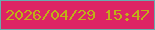 文字の大きさ：4、枠の色：67acae、背景の色：dd2464、文字の色：bfb017 無料ブログパーツのブログ時計