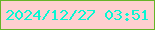 文字の大きさ：3、枠の色：67b327、背景の色：fecfd0、文字の色：09f7d3 無料ブログパーツのブログ時計