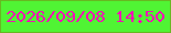 文字の大きさ：1、枠の色：67b821、背景の色：50f434、文字の色：f40fb6 無料ブログパーツのブログ時計