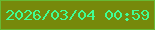 文字の大きさ：3、枠の色：67b934、背景の色：76890b、文字の色：3fff93 無料ブログパーツのブログ時計