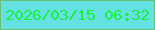 文字の大きさ：5、枠の色：67c171、背景の色：66e1e3、文字の色：16f238 無料ブログパーツのブログ時計