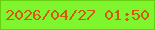 文字の大きさ：1、枠の色：67ce10、背景の色：7ef52d、文字の色：d25b13 無料ブログパーツのブログ時計
