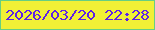 文字の大きさ：5、枠の色：67ce82、背景の色：f1f036、文字の色：5e21e6 無料ブログパーツのブログ時計