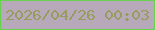 文字の大きさ：1、枠の色：67d24f、背景の色：b7a9ba、文字の色：969c5e 無料ブログパーツのブログ時計