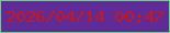 文字の大きさ：2、枠の色：67d484、背景の色：612b97、文字の色：cc1712 無料ブログパーツのブログ時計