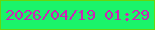 文字の大きさ：2、枠の色：67d60d、背景の色：1bf46a、文字の色：cd24b6 無料ブログパーツのブログ時計