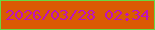 文字の大きさ：1、枠の色：67d843、背景の色：da5a03、文字の色：be12bc 無料ブログパーツのブログ時計