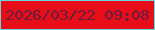 文字の大きさ：4、枠の色：67d8db、背景の色：e70e1a、文字の色：6a1c3c 無料ブログパーツのブログ時計