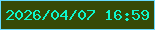 文字の大きさ：2、枠の色：67dbff、背景の色：364a06、文字の色：0df7cc 無料ブログパーツのブログ時計