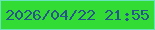 文字の大きさ：1、枠の色：67e5b8、背景の色：33dc35、文字の色：28558c 無料ブログパーツのブログ時計