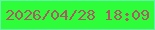 文字の大きさ：3、枠の色：67efae、背景の色：2dfe39、文字の色：a95a63 無料ブログパーツのブログ時計
