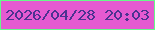 文字の大きさ：2、枠の色：67f98a、背景の色：e55ad1、文字の色：4d3291 無料ブログパーツのブログ時計