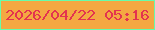 文字の大きさ：2、枠の色：67fcab、背景の色：f4a842、文字の色：e3344f 無料ブログパーツのブログ時計